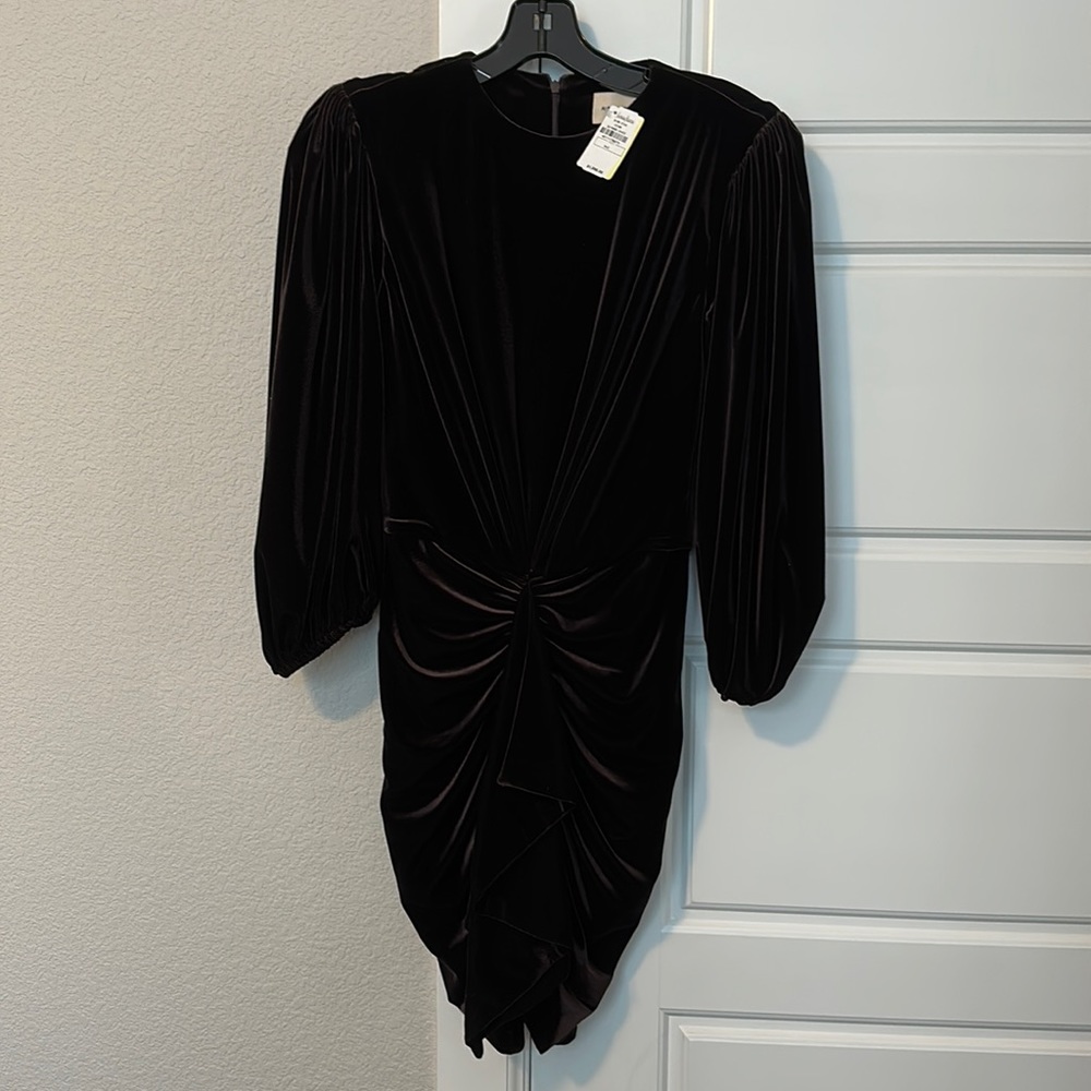 alexandre vauthier chocolate brown velvet mini dress